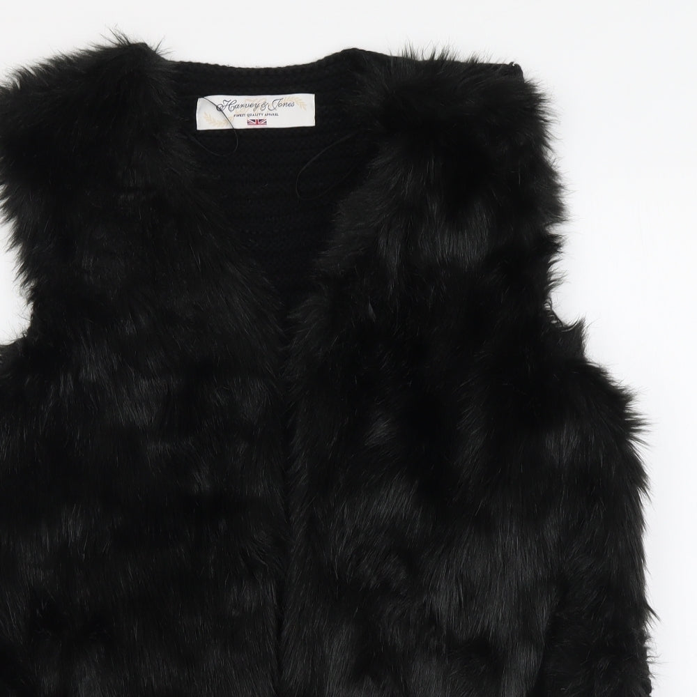 Harvey & Jone Womens Black Gilet Coat Size 12 Hook & Loop