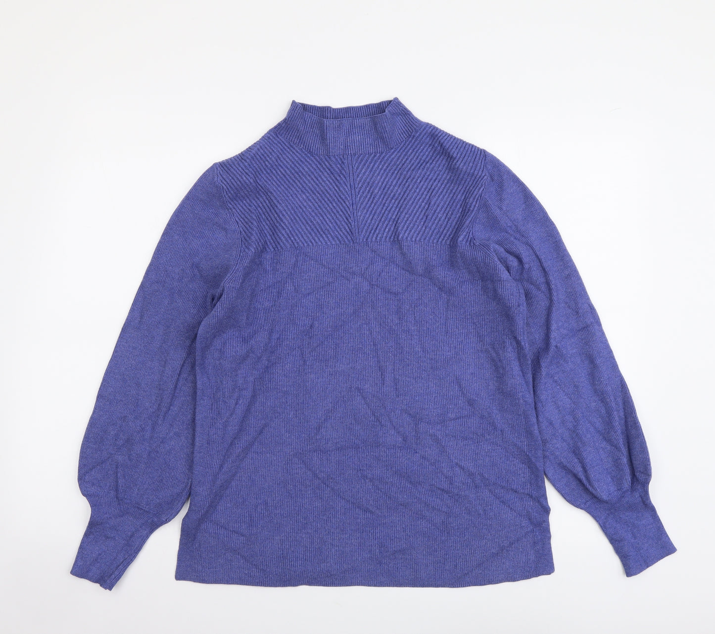 Marks and Spencer Womens Blue Mock Neck Viscose Pullover Jumper Size M
