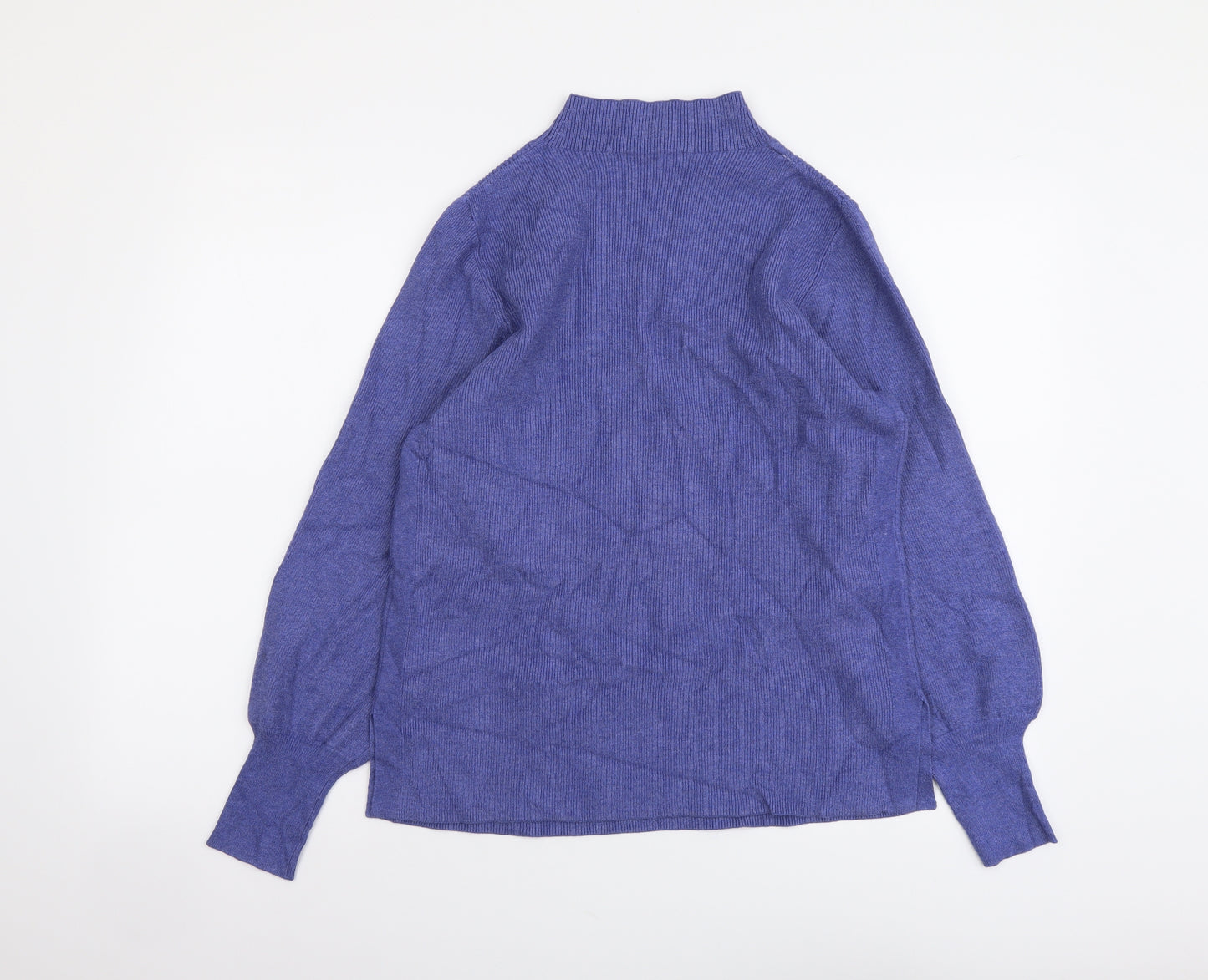Marks and Spencer Womens Blue Mock Neck Viscose Pullover Jumper Size M