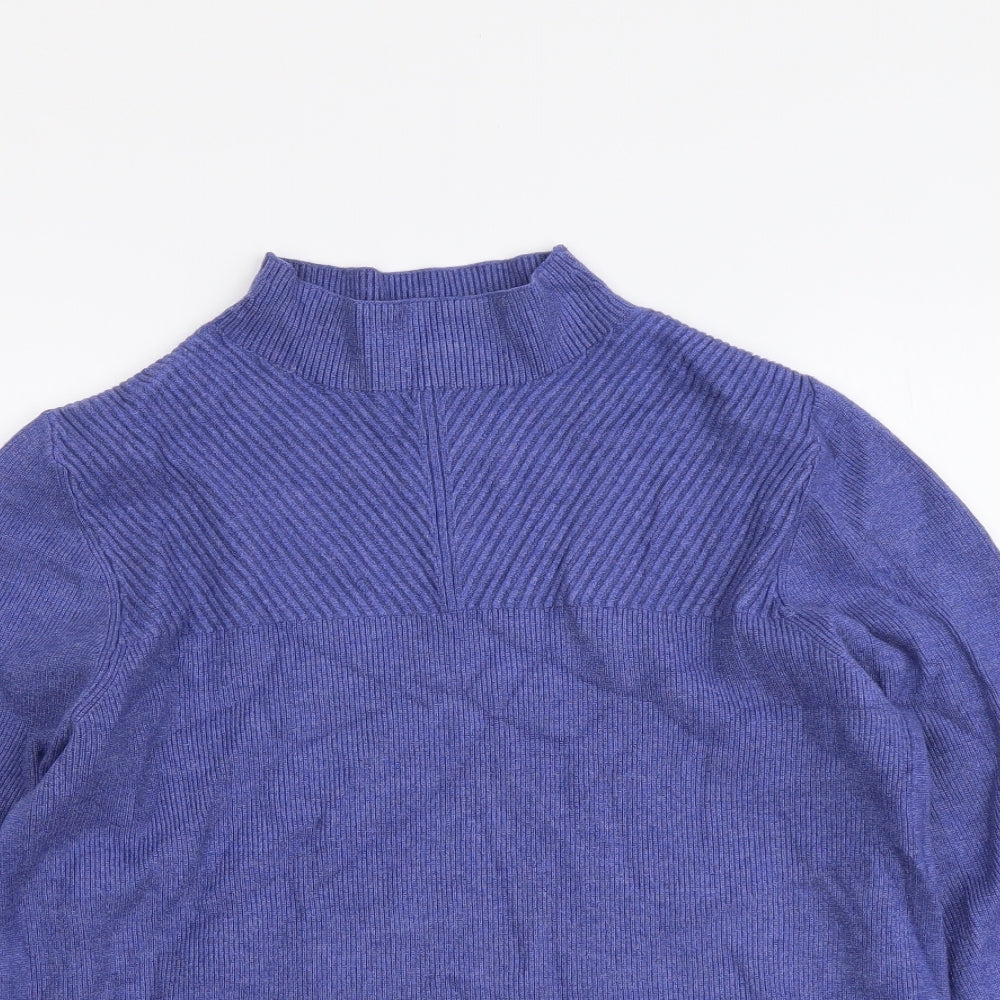 Marks and Spencer Womens Blue Mock Neck Viscose Pullover Jumper Size M