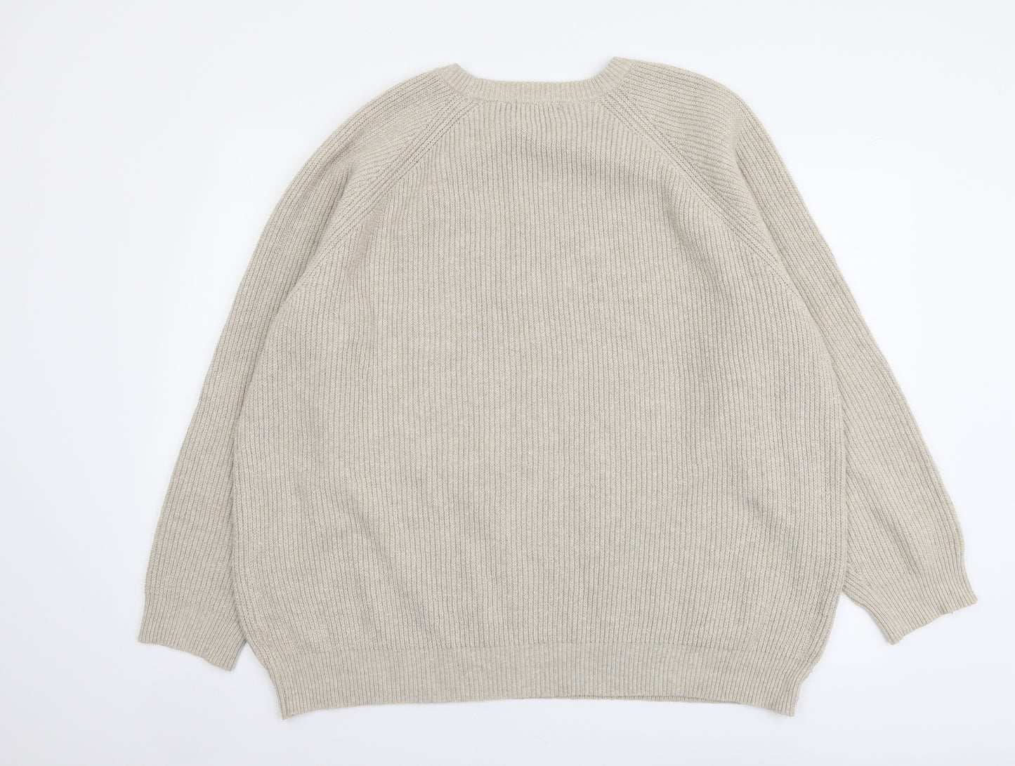 F&F Mens Beige Round Neck Polyester Pullover Jumper Size 3XL