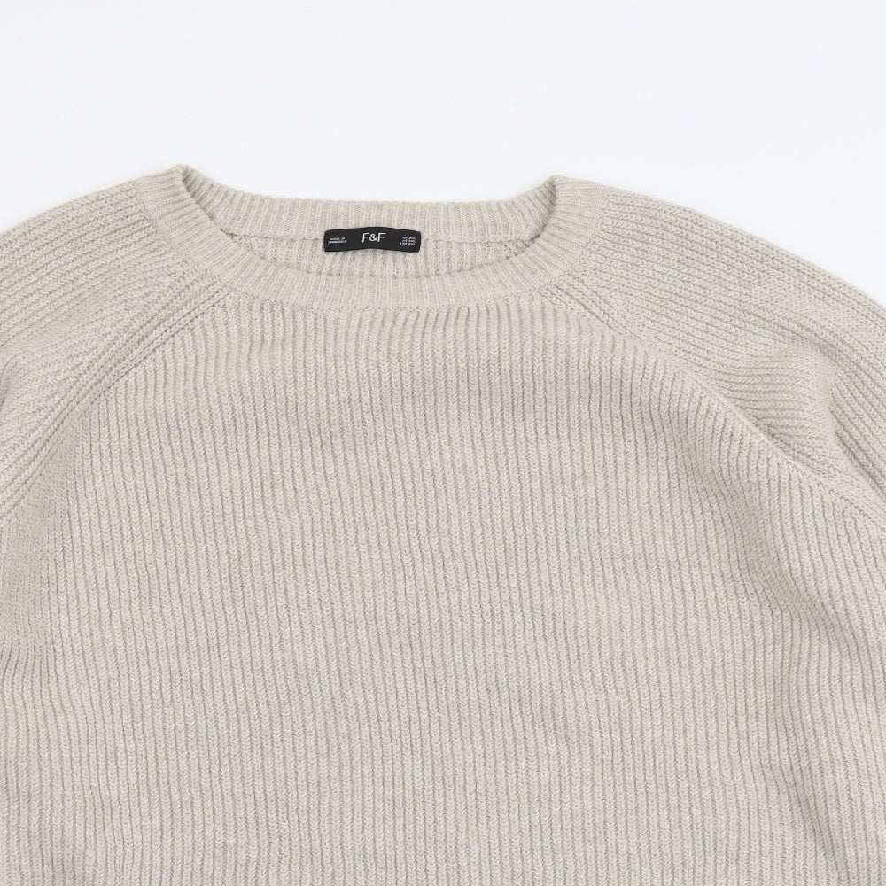 F&F Mens Beige Round Neck Polyester Pullover Jumper Size 3XL