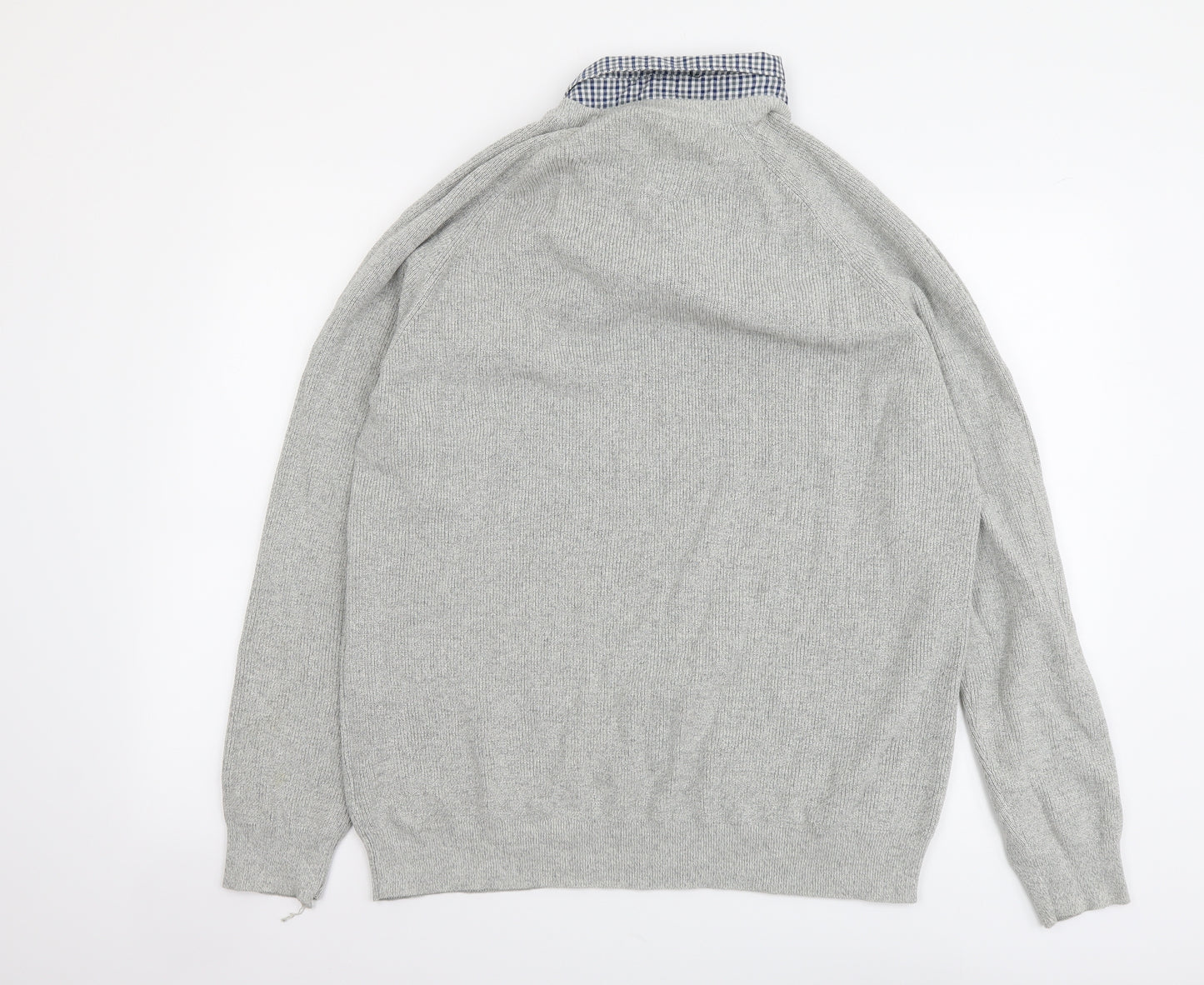 NEXT Mens Grey Collared Cotton Pullover Jumper Size 3XL