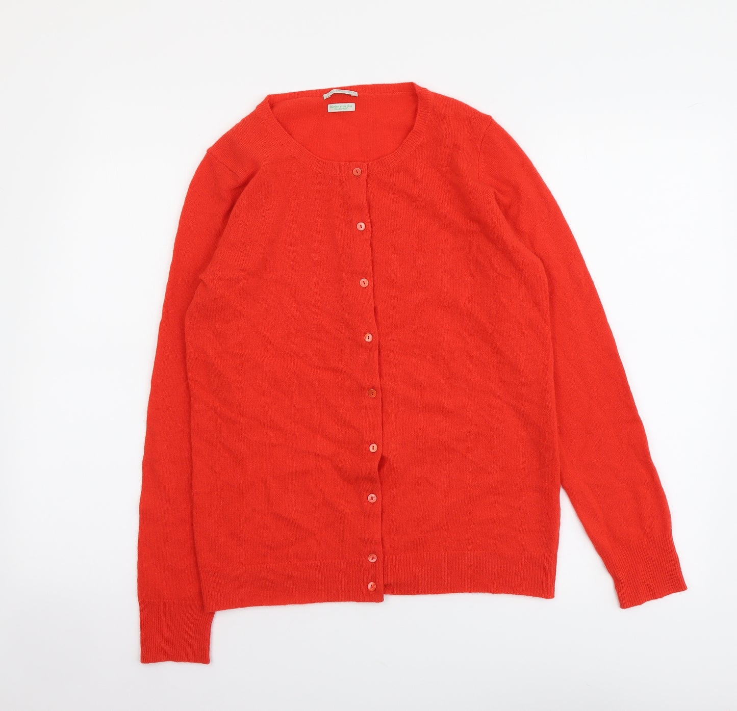 United Colors of Benetton Womens Red Round Neck Wool Cardigan Jumper Size M