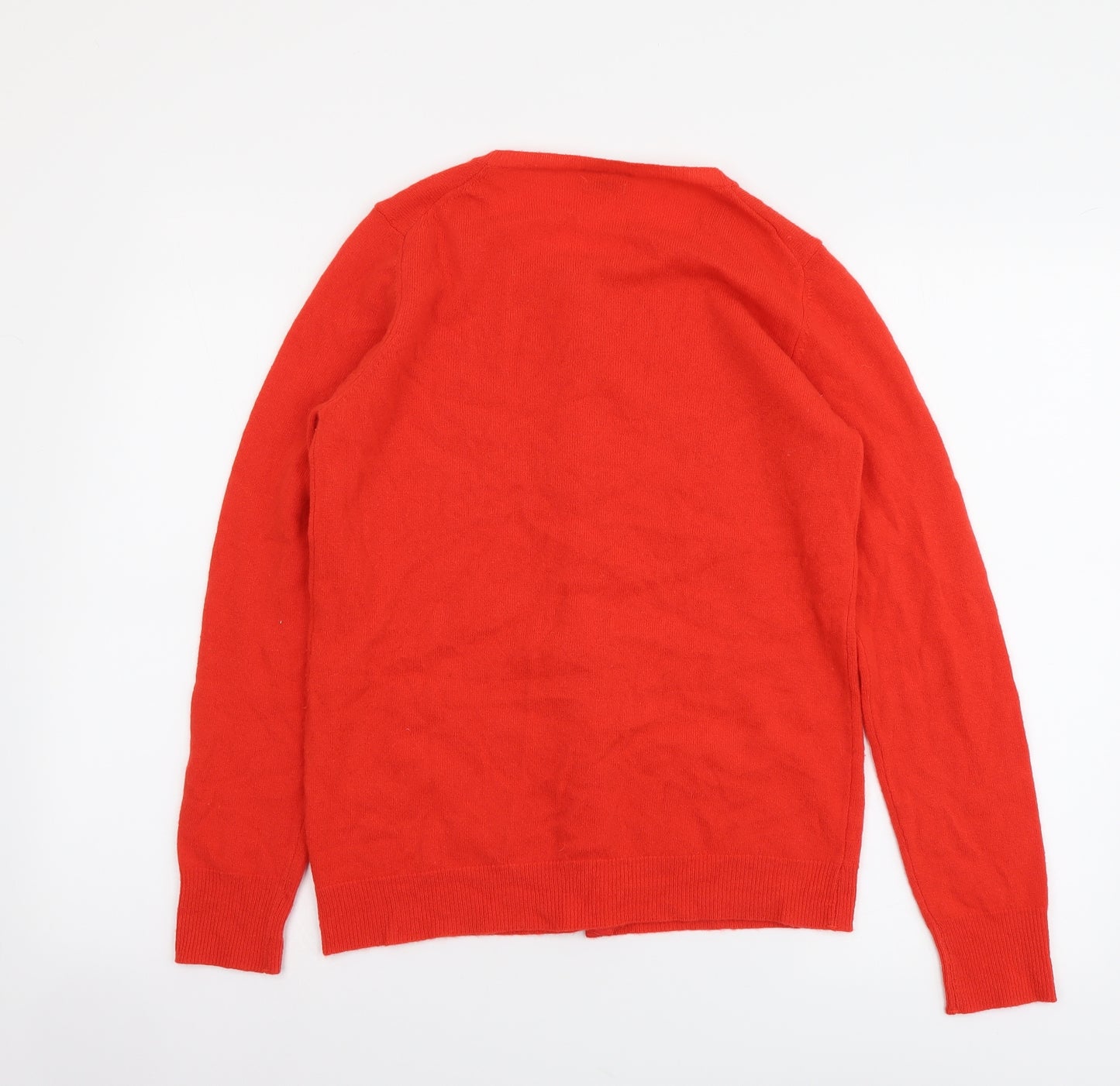 United Colors of Benetton Womens Red Round Neck Wool Cardigan Jumper Size M