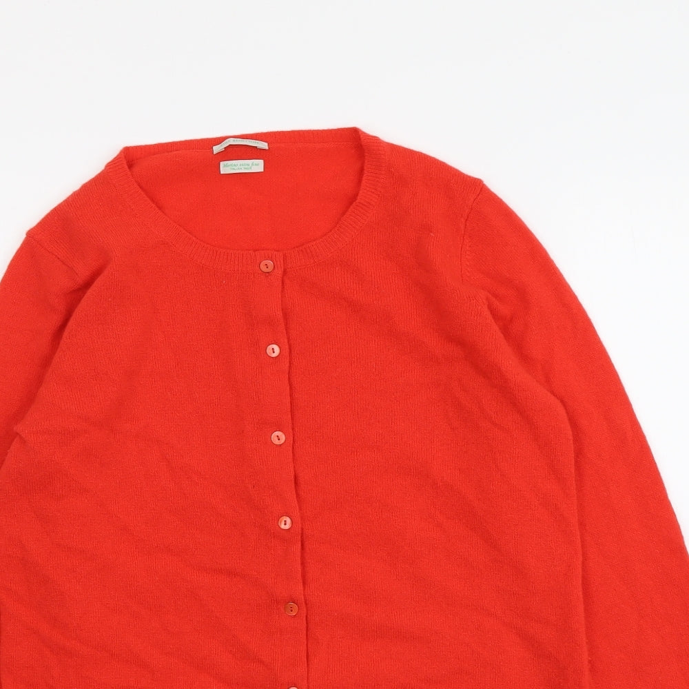 United Colors of Benetton Womens Red Round Neck Wool Cardigan Jumper Size M
