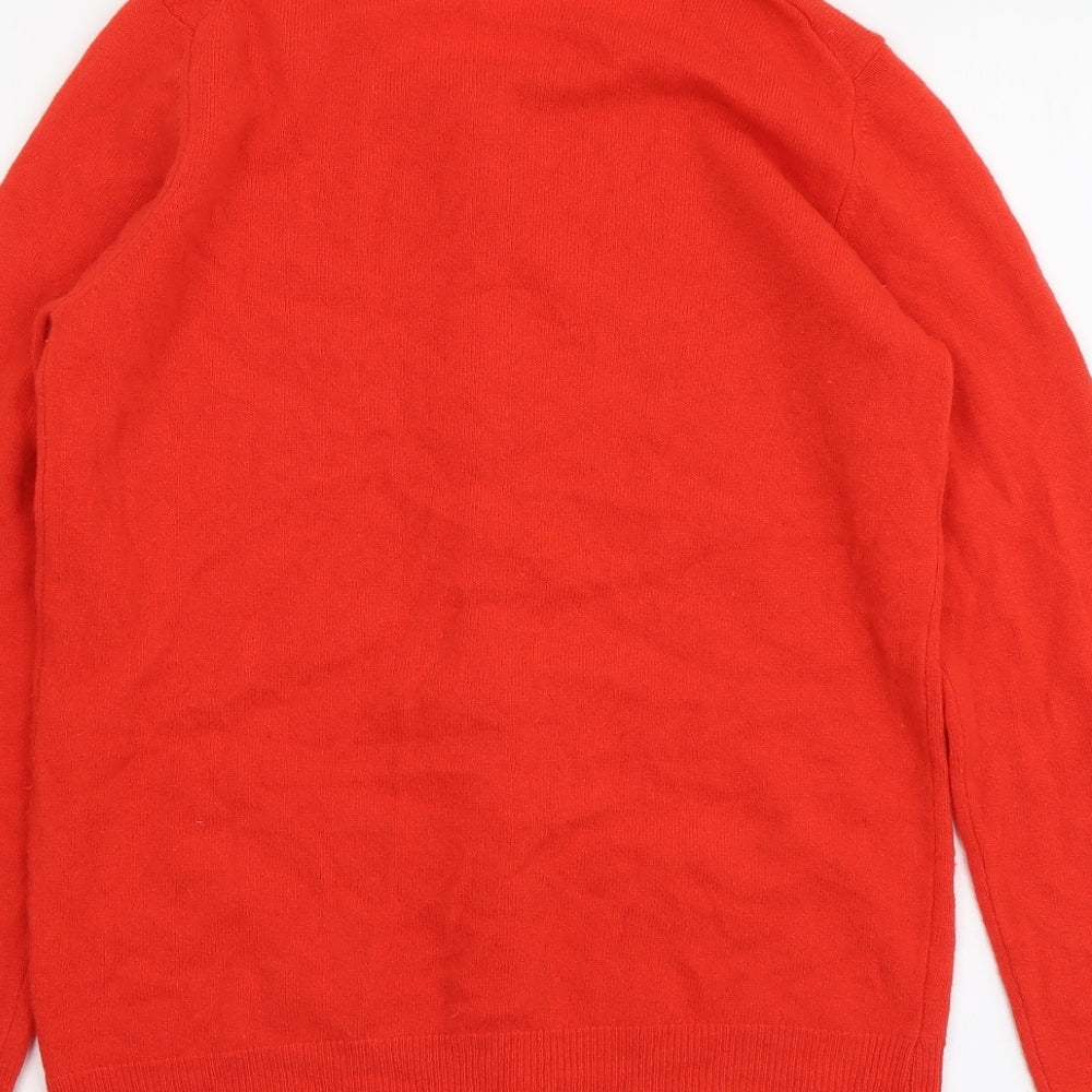 United Colors of Benetton Womens Red Round Neck Wool Cardigan Jumper Size M