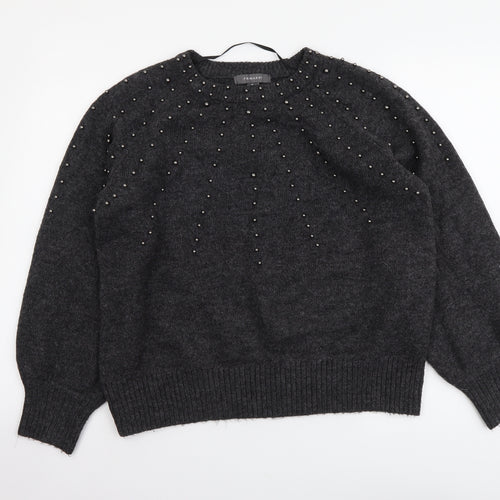 Primark Womens Grey Boat Neck Acrylic Pullover Jumper Size M