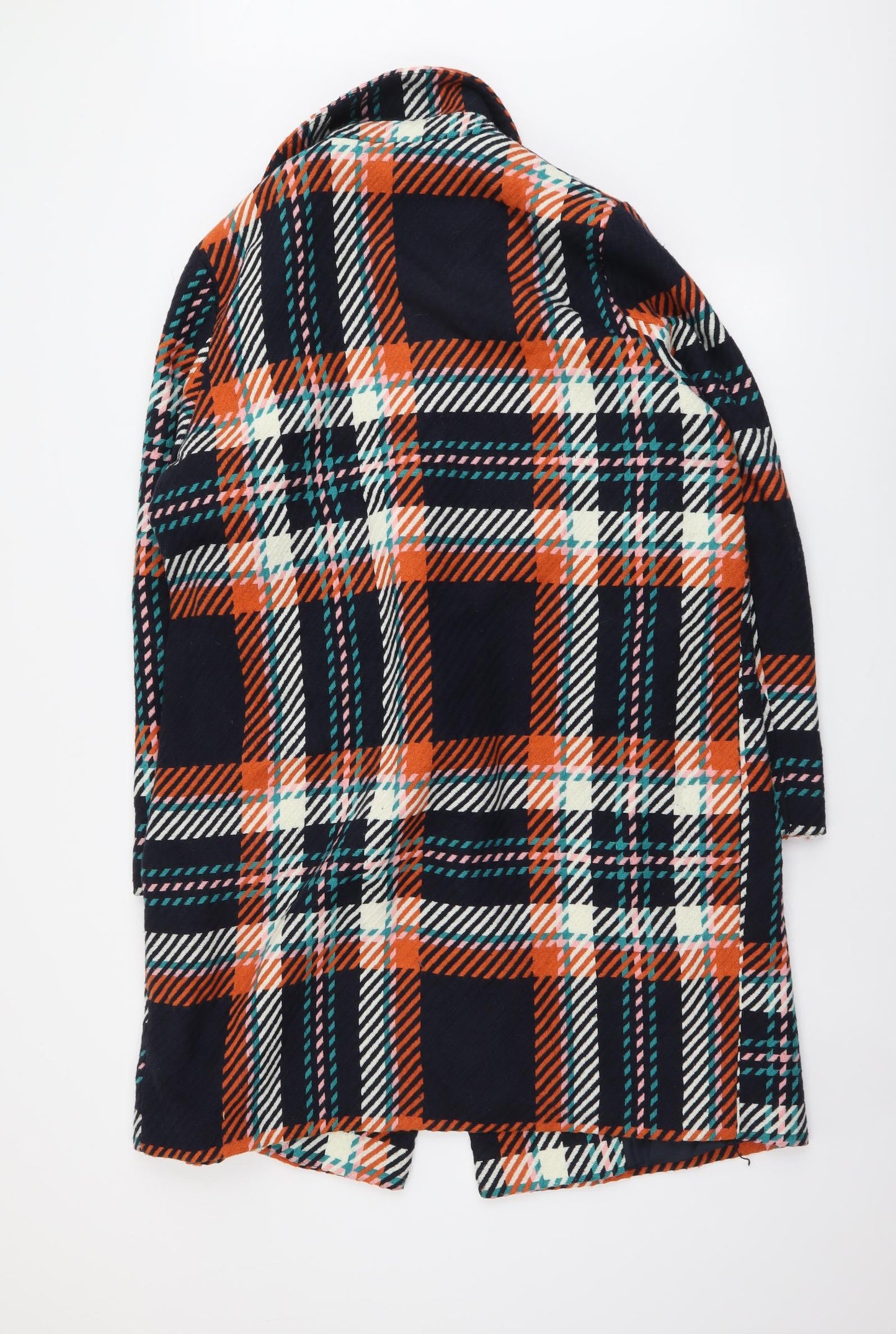 NEXT Womens Multicoloured Plaid Overcoat Coat Size 16 Button