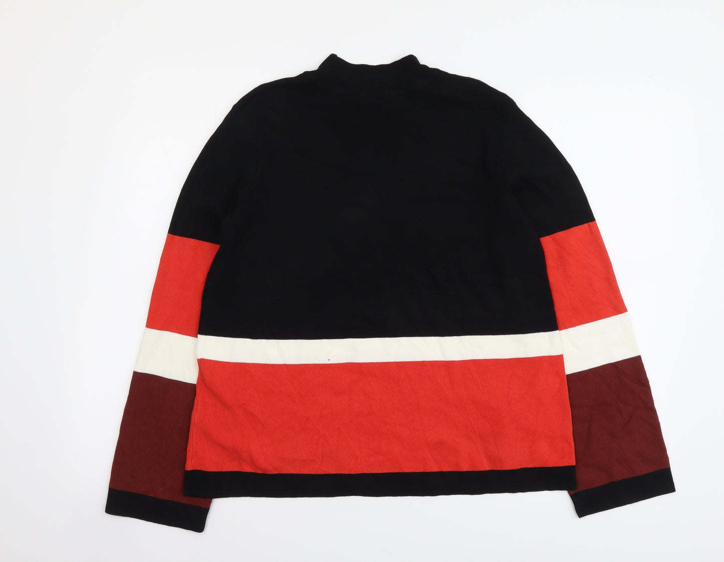 TU Womens Multicoloured Mock Neck Striped Viscose Pullover Jumper Size 16