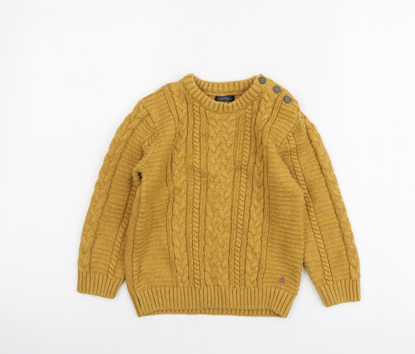 NEXT Boys Yellow Round Neck Cotton Pullover Jumper Size 3-4 Years Pullover