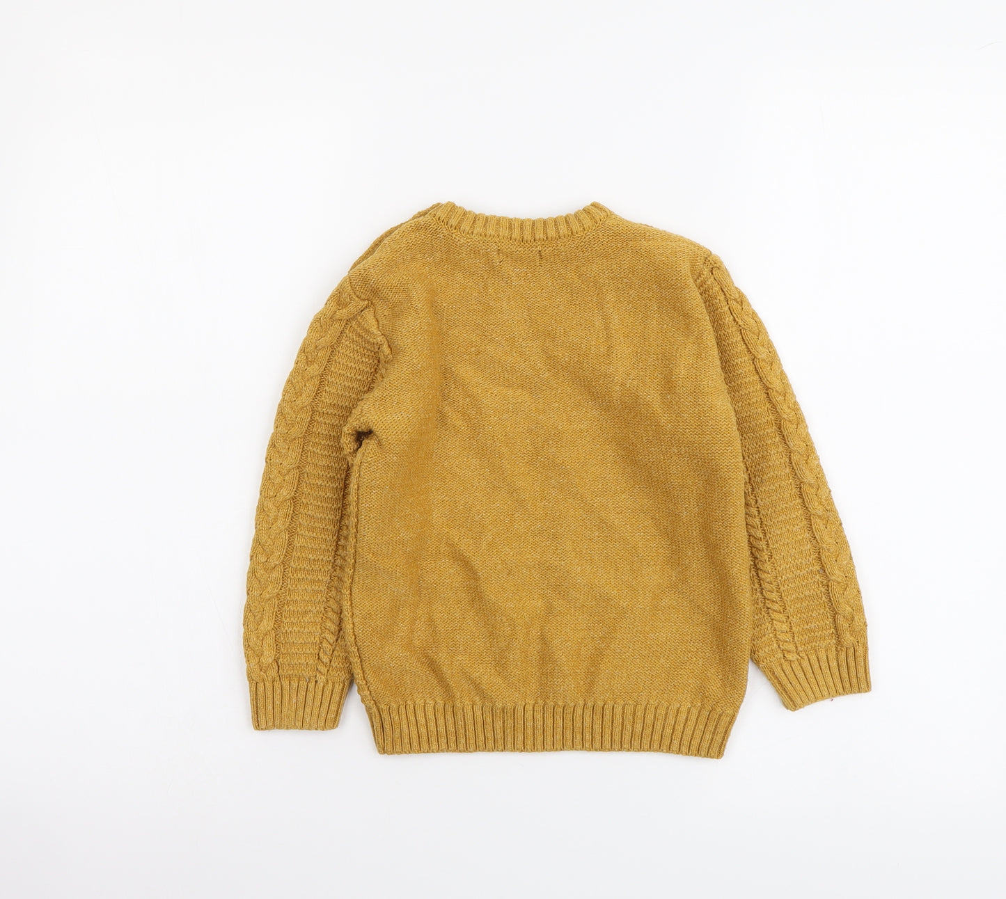 NEXT Boys Yellow Round Neck Cotton Pullover Jumper Size 3-4 Years Pullover