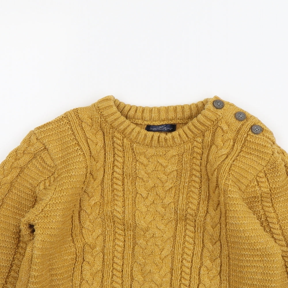NEXT Boys Yellow Round Neck Cotton Pullover Jumper Size 3-4 Years Pullover