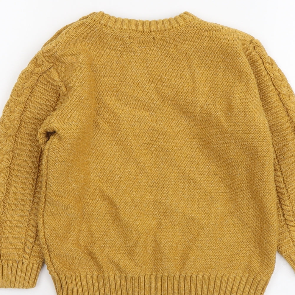 NEXT Boys Yellow Round Neck Cotton Pullover Jumper Size 3-4 Years Pullover