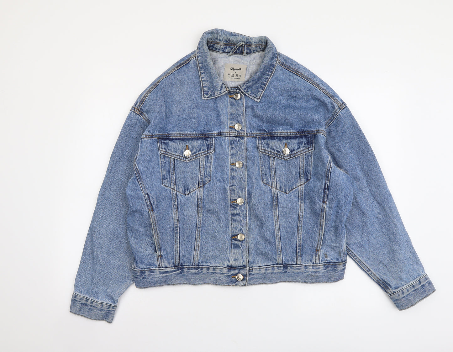 Denim & Co. Womens Blue Jacket Size 14 Button
