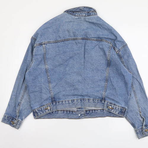 Denim & Co. Womens Blue Jacket Size 14 Button