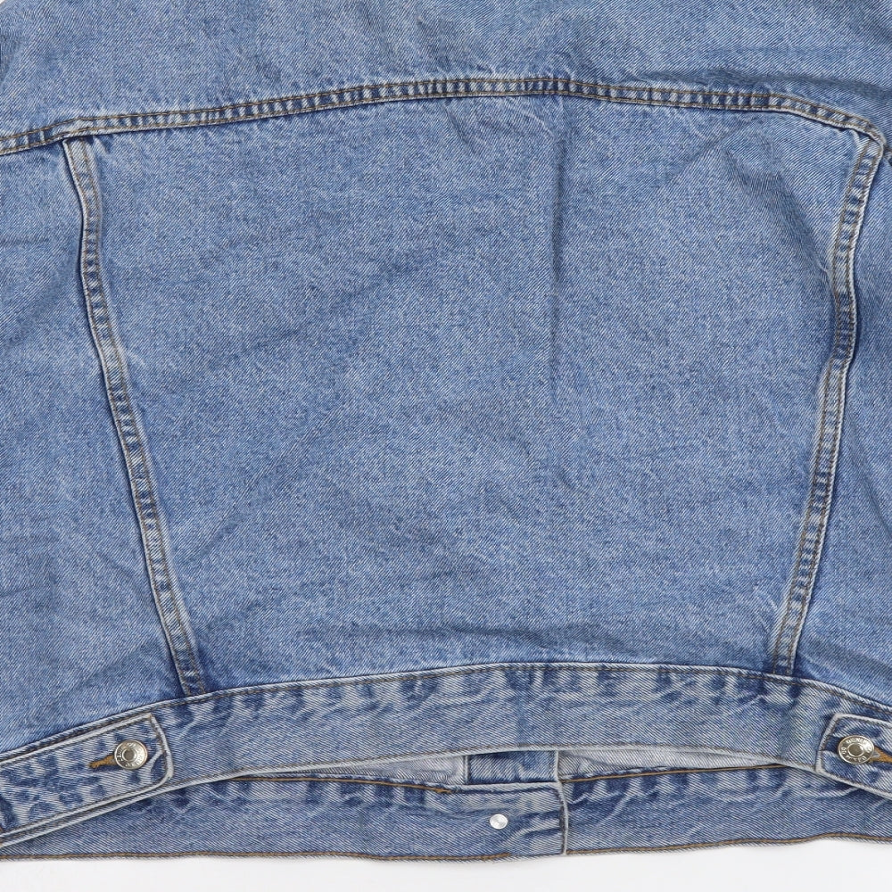 Denim & Co. Womens Blue Jacket Size 14 Button