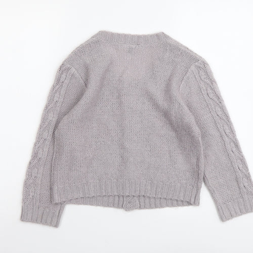 Papaya Womens Grey Round Neck Acrylic Cardigan Jumper Size 12
