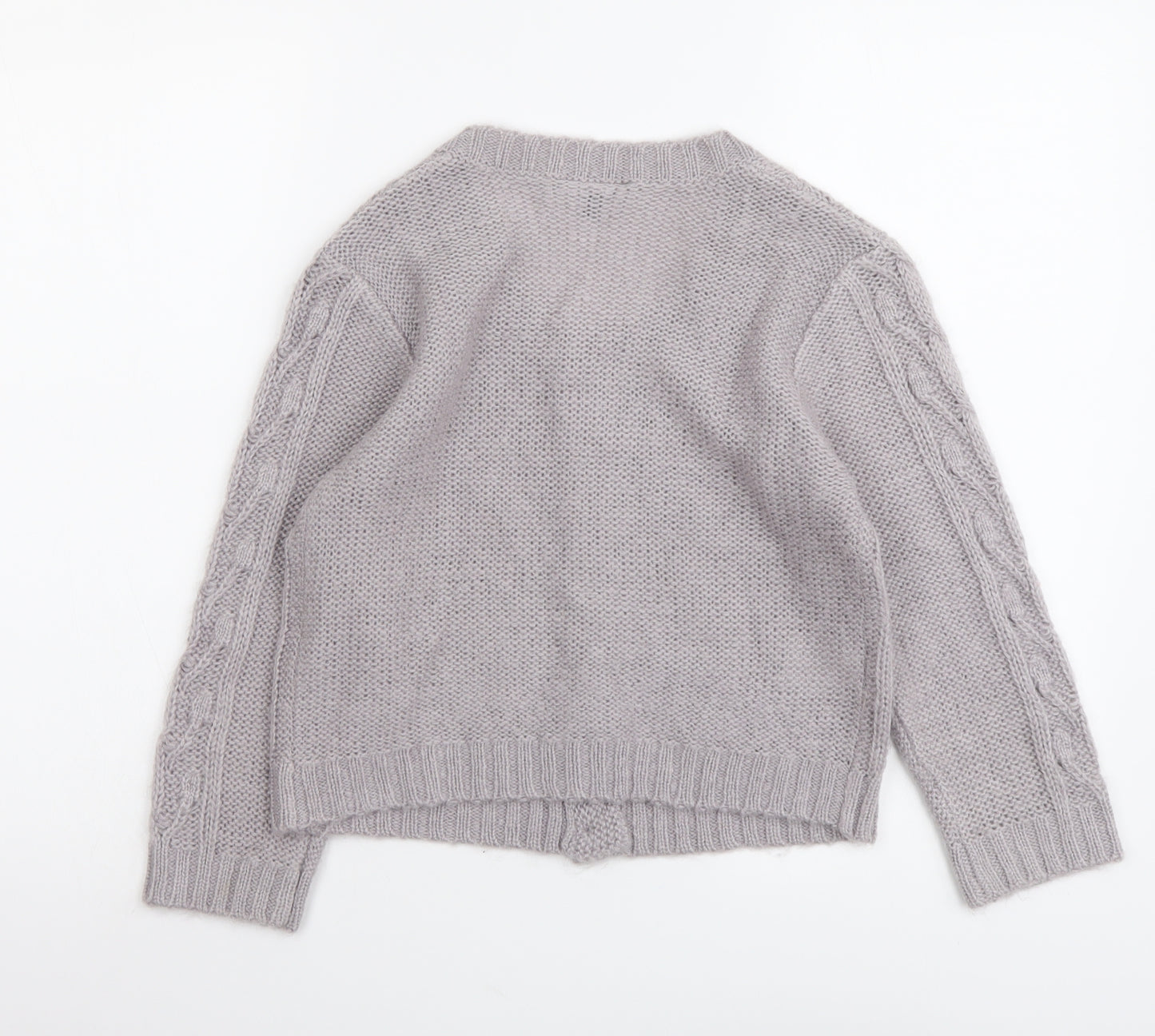 Papaya Womens Grey Round Neck Acrylic Cardigan Jumper Size 12