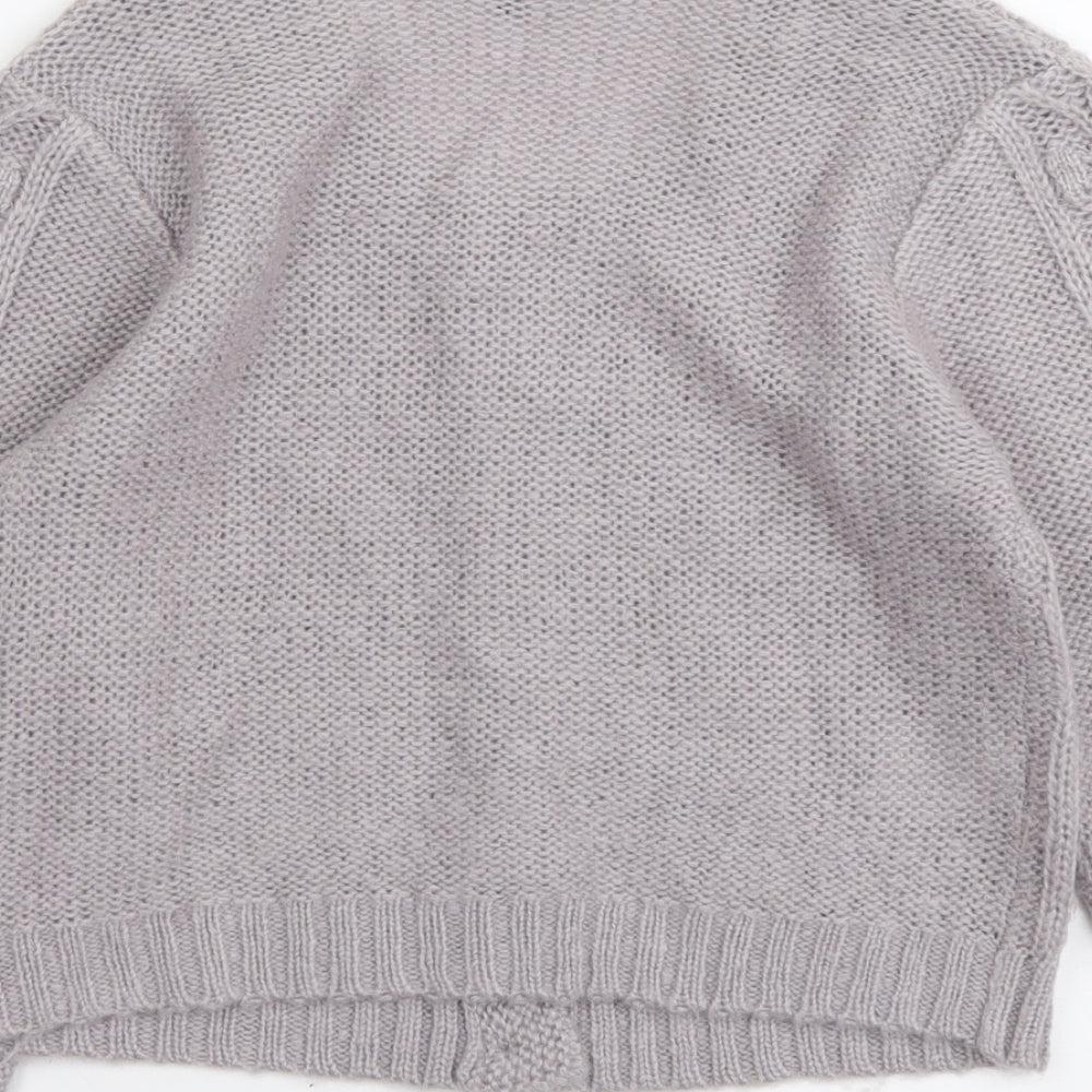 Papaya Womens Grey Round Neck Acrylic Cardigan Jumper Size 12