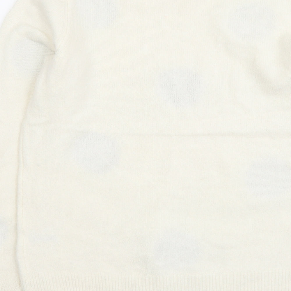 TU Womens Ivory Round Neck Polka Dot Acrylic Pullover Jumper Size 12