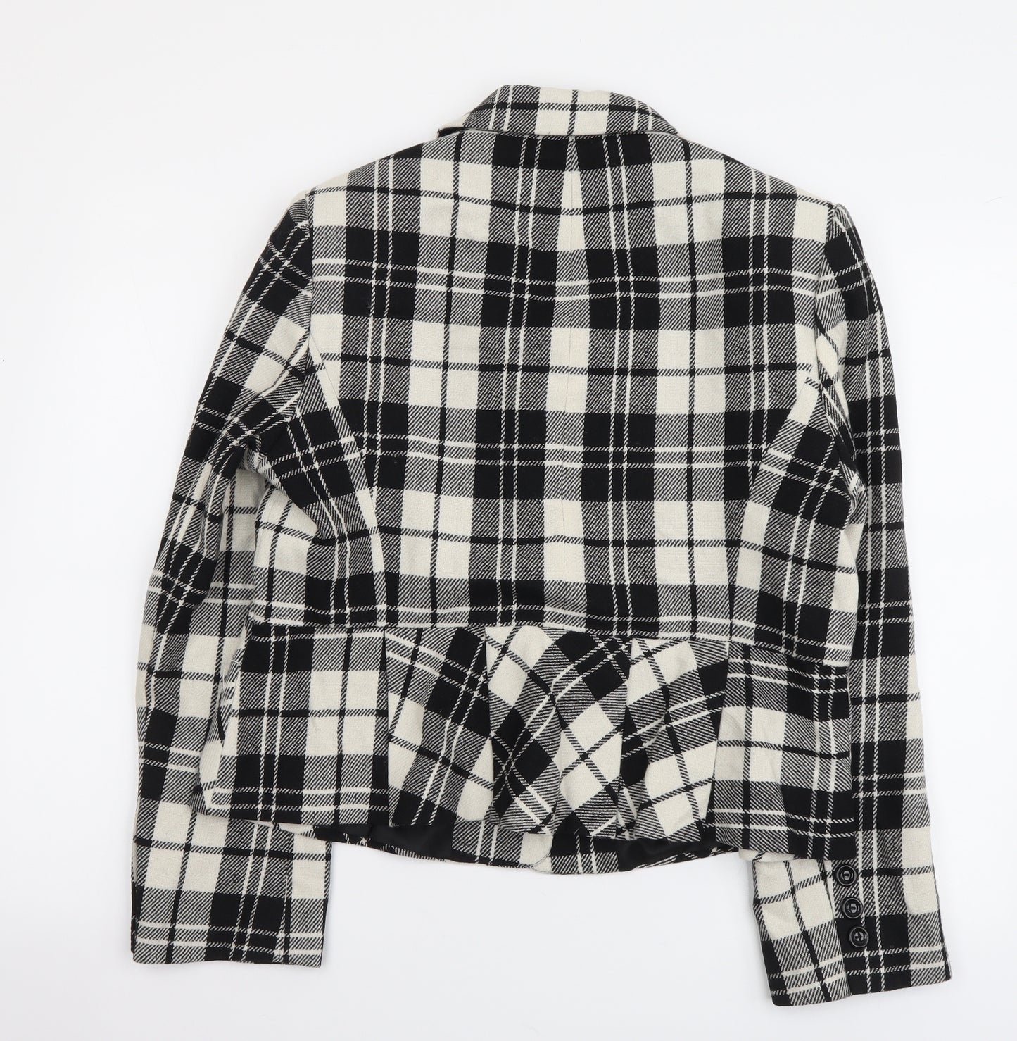 CC Womens Black Plaid Wool Jacket Suit Jacket Size 16