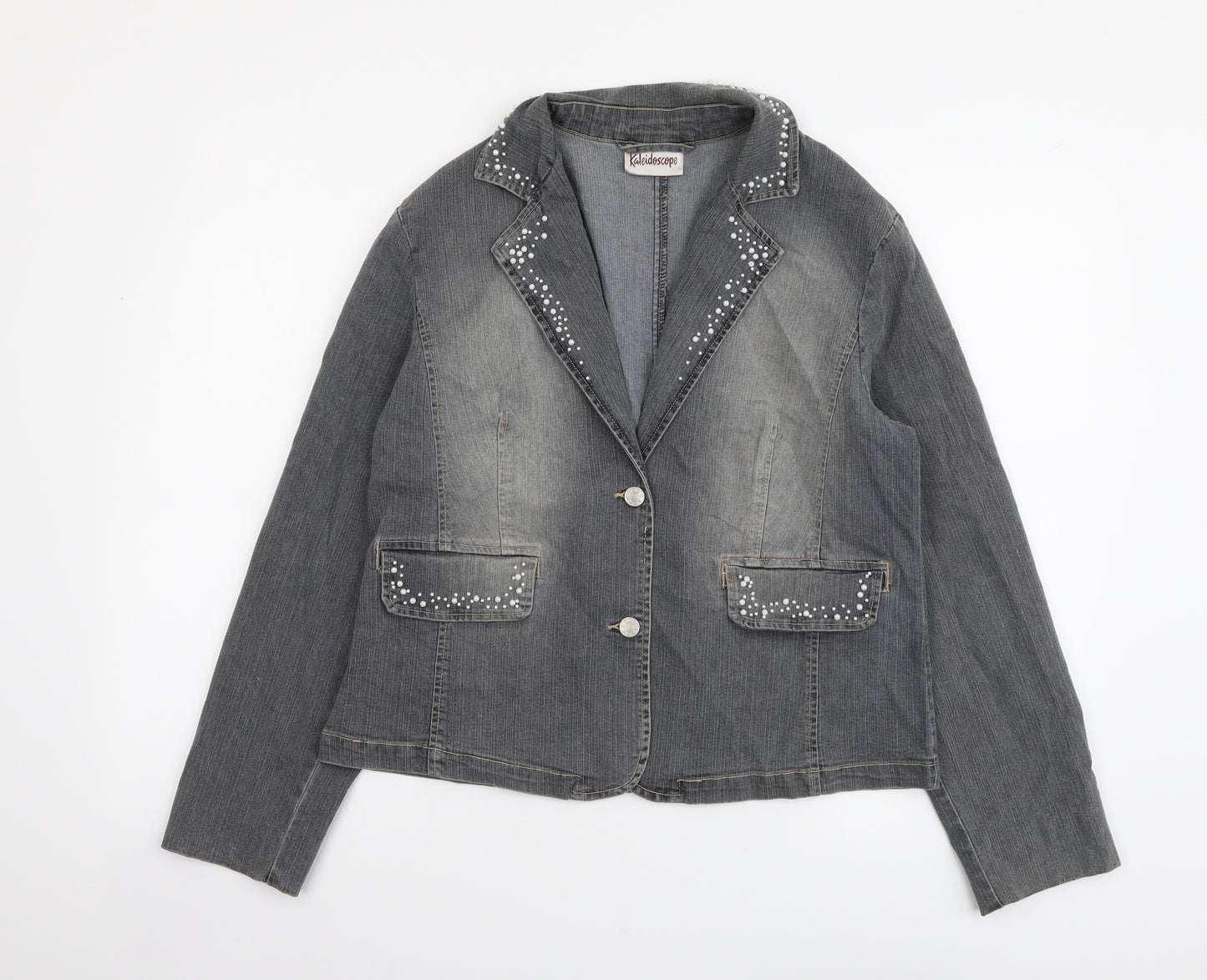 Kaleidoscope Womens Grey Jacket Coatigan Size 16 Button