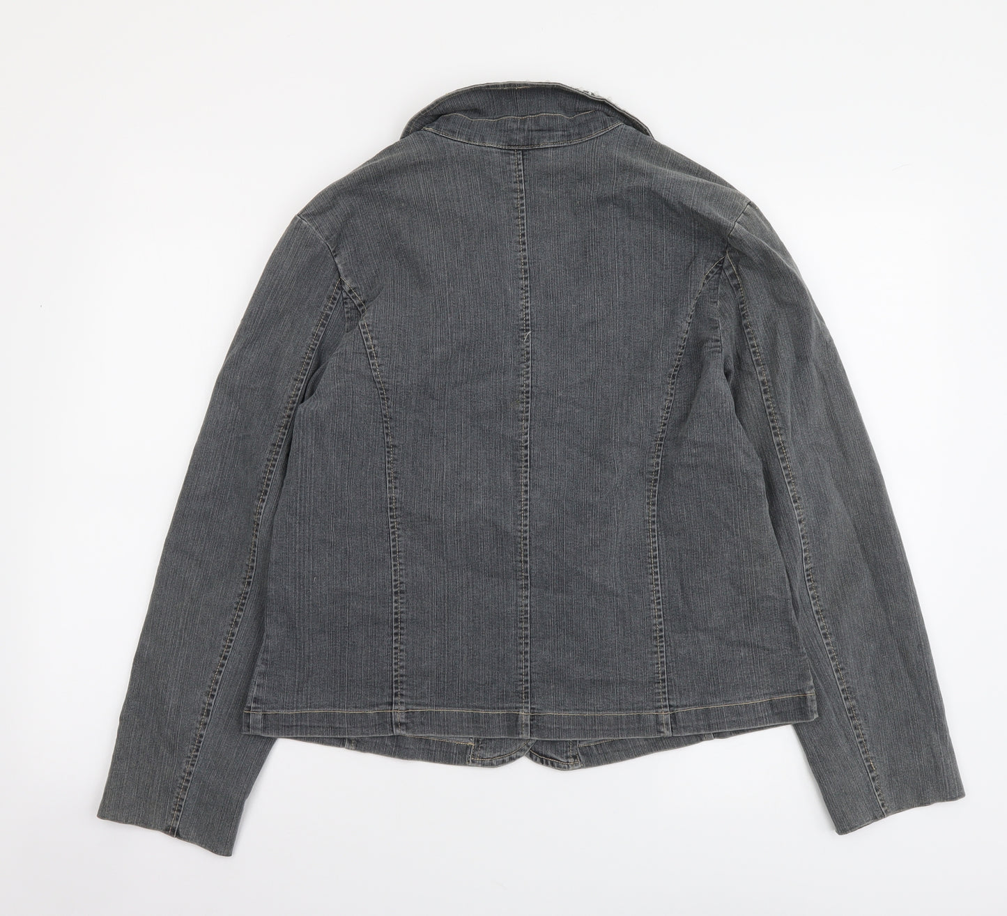 Kaleidoscope Womens Grey Jacket Coatigan Size 16 Button