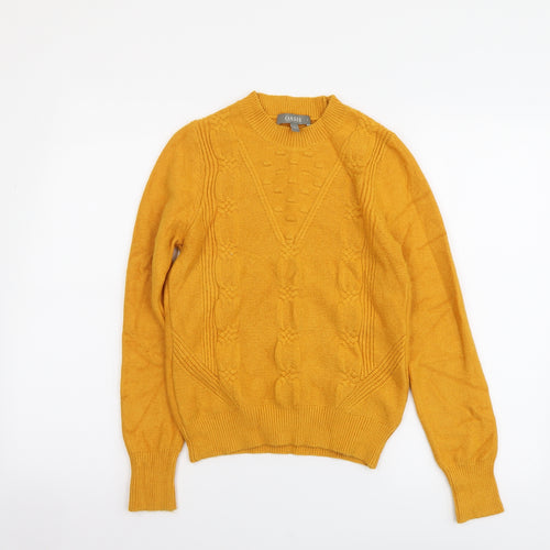 Oasis Womens Yellow Mock Neck Acrylic Pullover Jumper Size S