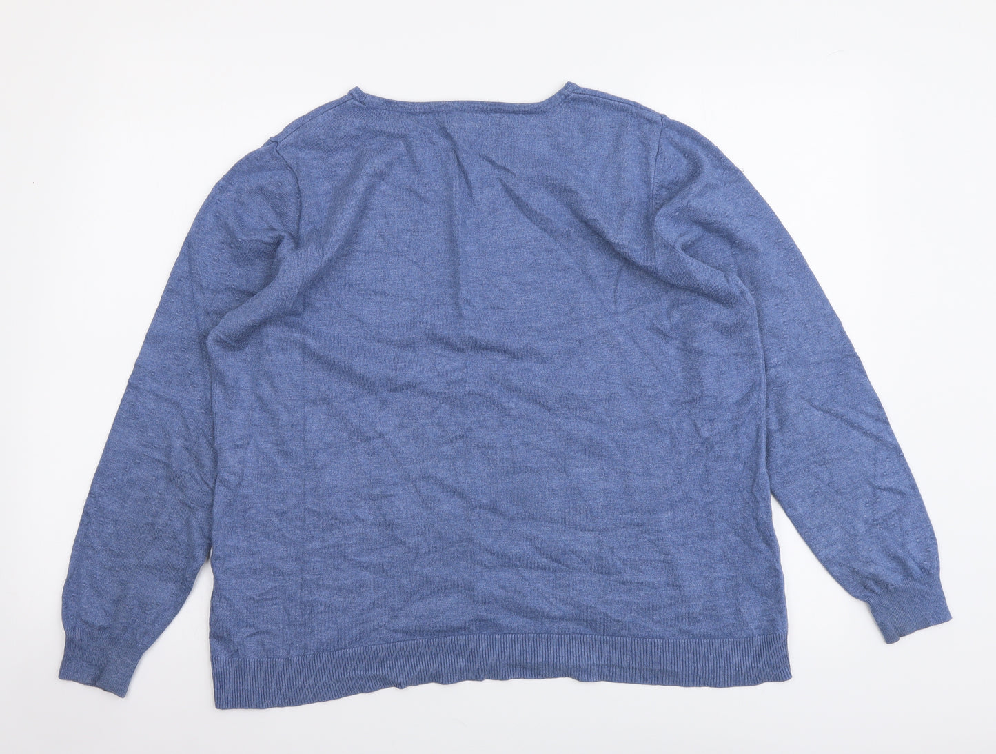 Papaya Womens Blue Round Neck Viscose Pullover Jumper Size 18