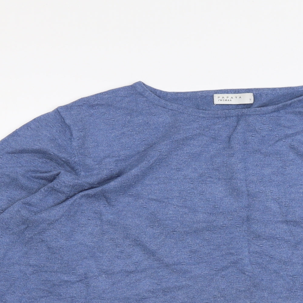 Papaya Womens Blue Round Neck Viscose Pullover Jumper Size 18