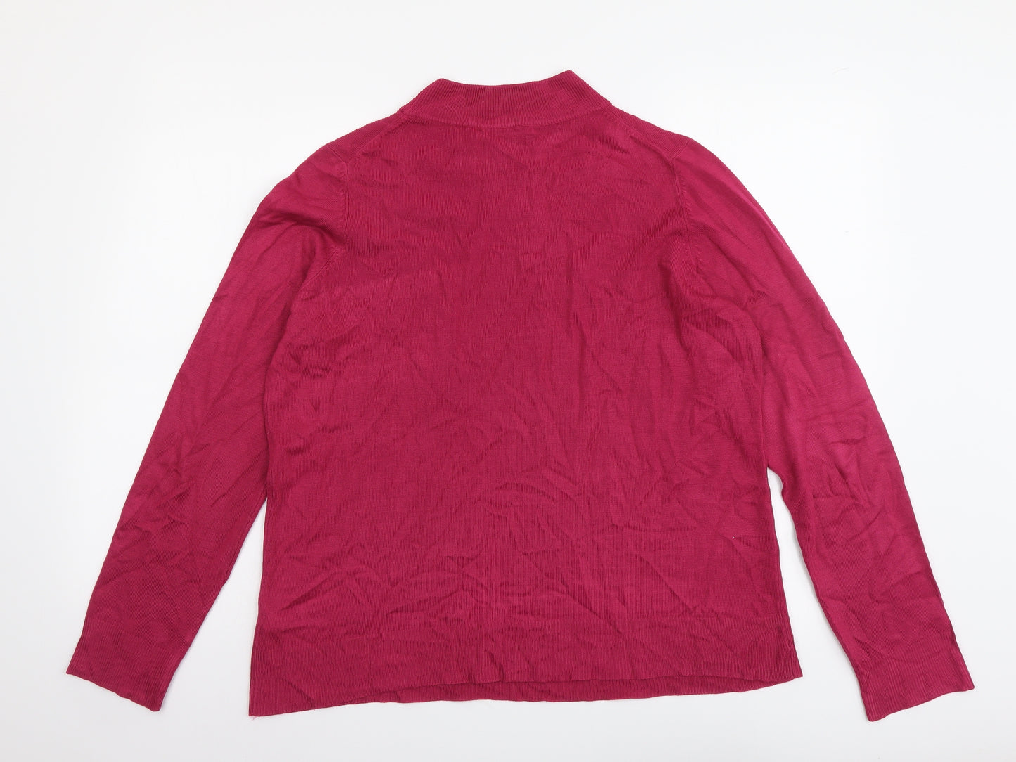 Marks and Spencer Womens Pink Mock Neck Acrylic Pullover Jumper Size 16