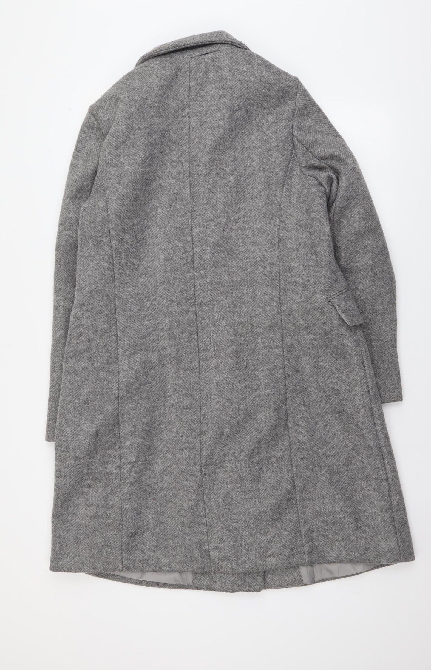 Primark Womens Grey Overcoat Coat Size 14 Button