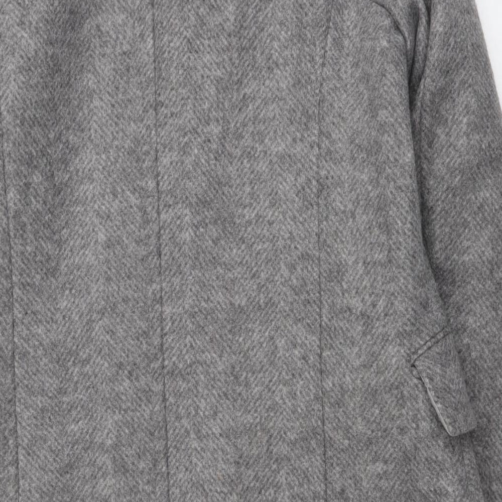 Primark Womens Grey Overcoat Coat Size 14 Button