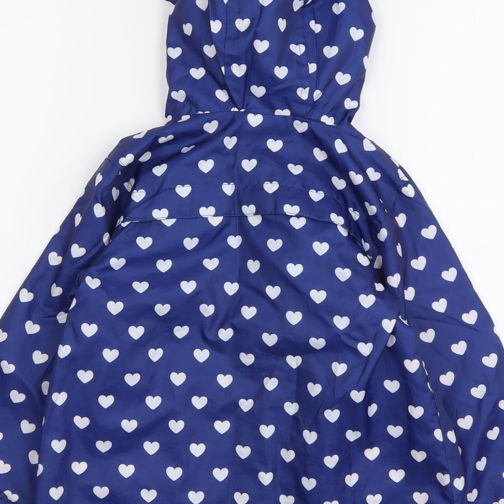 Mimiclub Girls Blue Geometric Rain Coat Coat Size 2-3 Years Zip - Hearts pattern