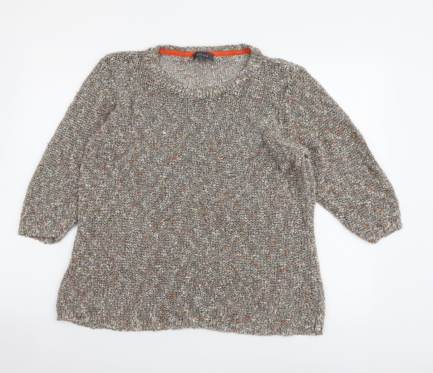 Per Una Womens Beige Round Neck Cotton Pullover Jumper Size 18