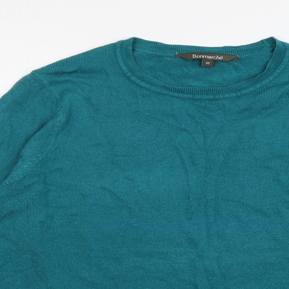 Bonmarché Womens Green Round Neck Acrylic Pullover Jumper Size 20
