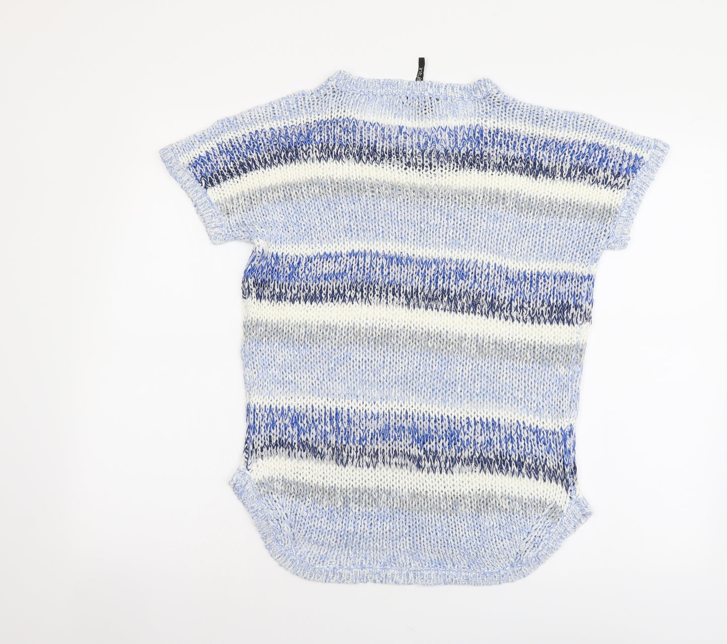 Intuition Womens Blue Round Neck Striped Acrylic Pullover Jumper Size 12