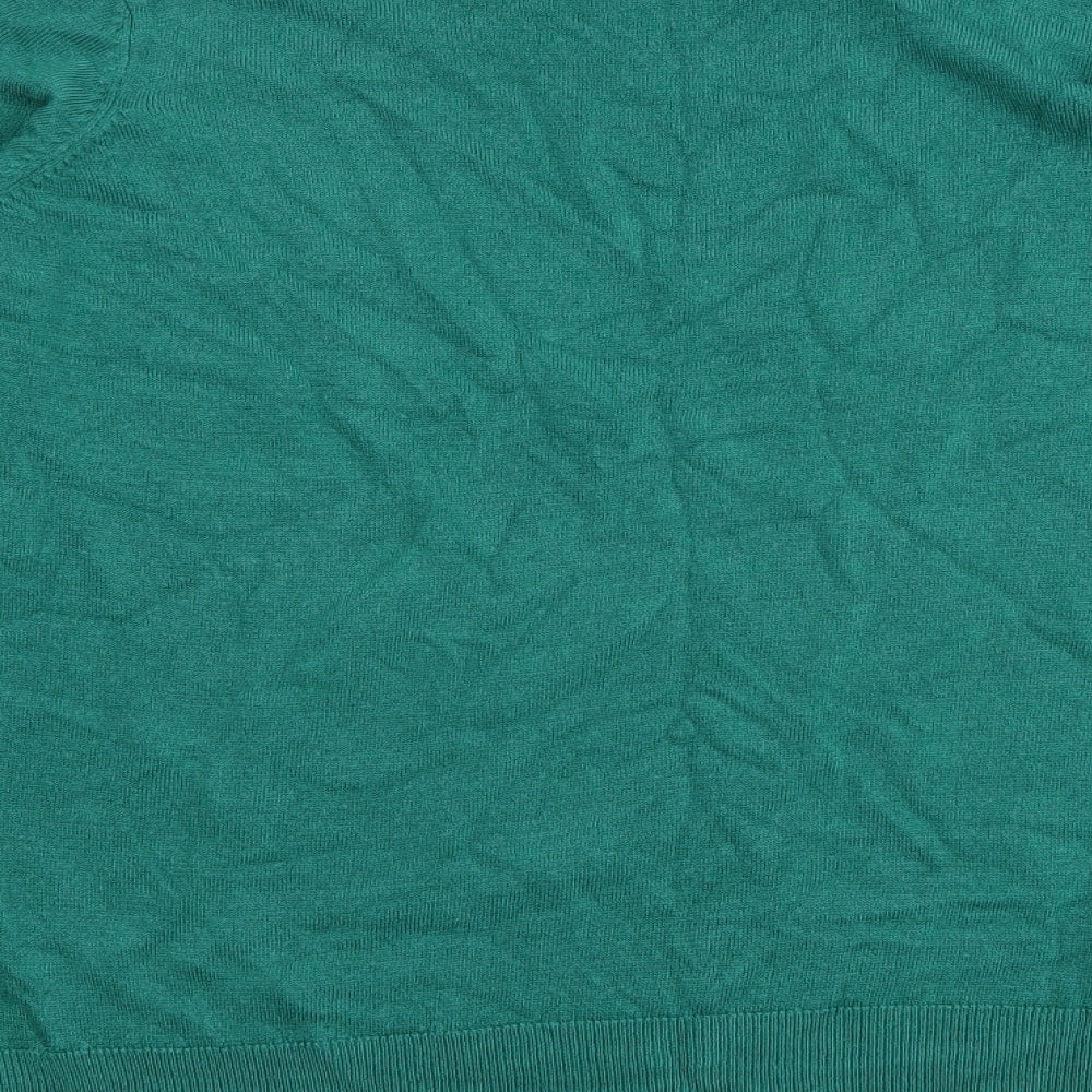 M&Co Womens Green Round Neck Acrylic Pullover Jumper Size 18