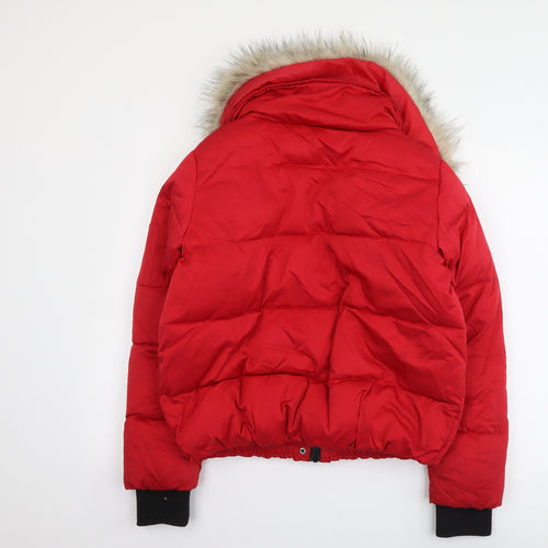 River Island Womens Red Puffer Jacket Jacket Size M Zip