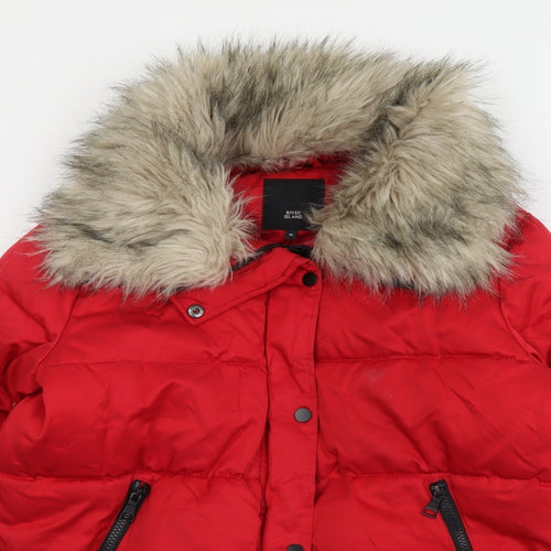 River Island Womens Red Puffer Jacket Jacket Size M Zip