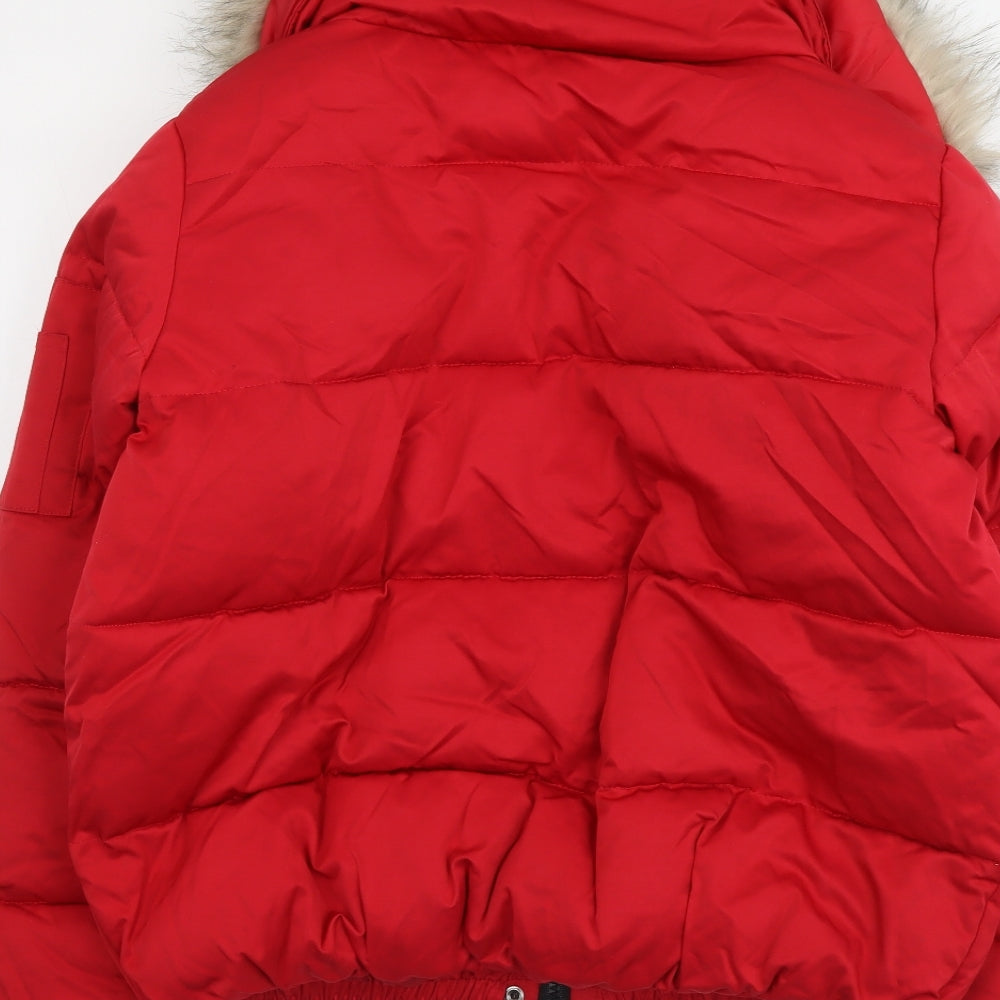 River Island Womens Red Puffer Jacket Jacket Size M Zip
