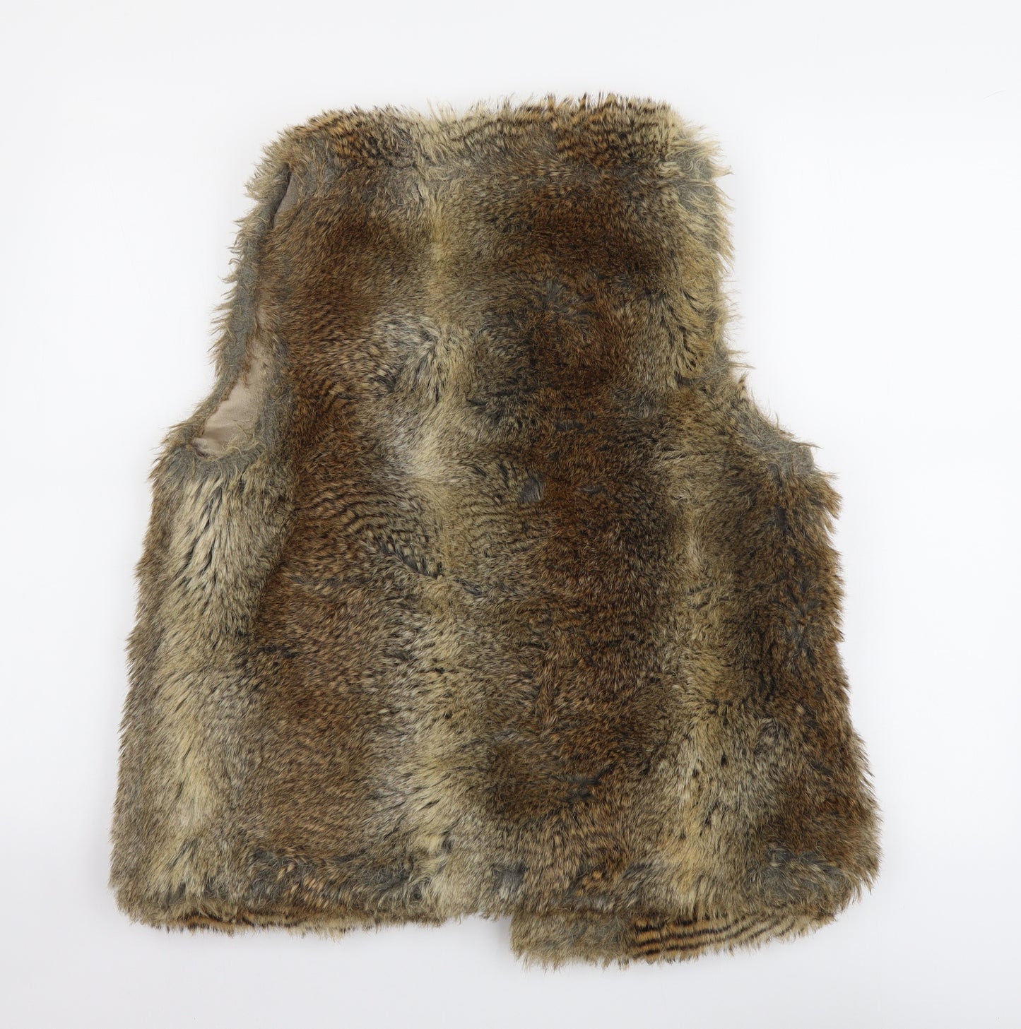 Topshop Womens Brown Gilet Jacket Size 10 Hook & Loop - Faux Fur
