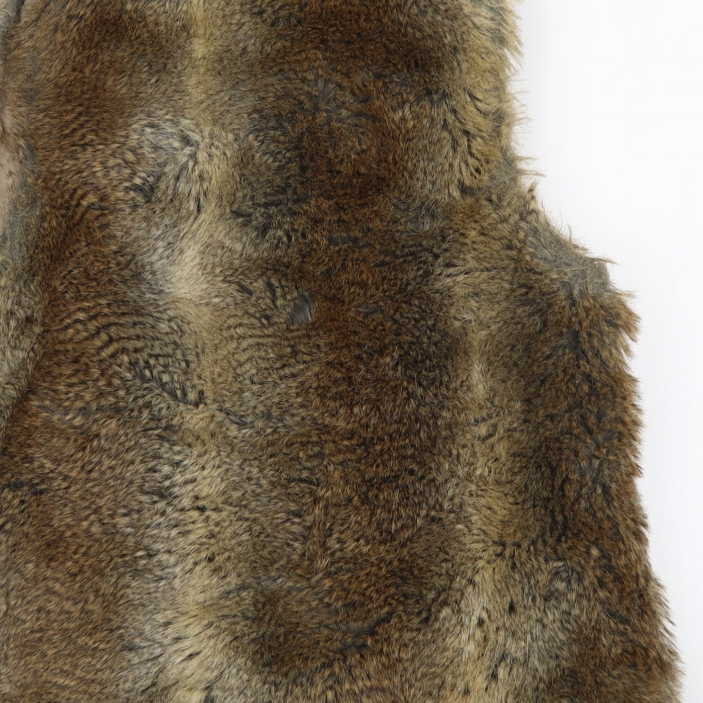 Topshop Womens Brown Gilet Jacket Size 10 Hook & Loop - Faux Fur