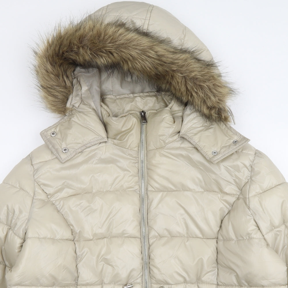 Primark Womens Beige Gilet Coat Size L Zip