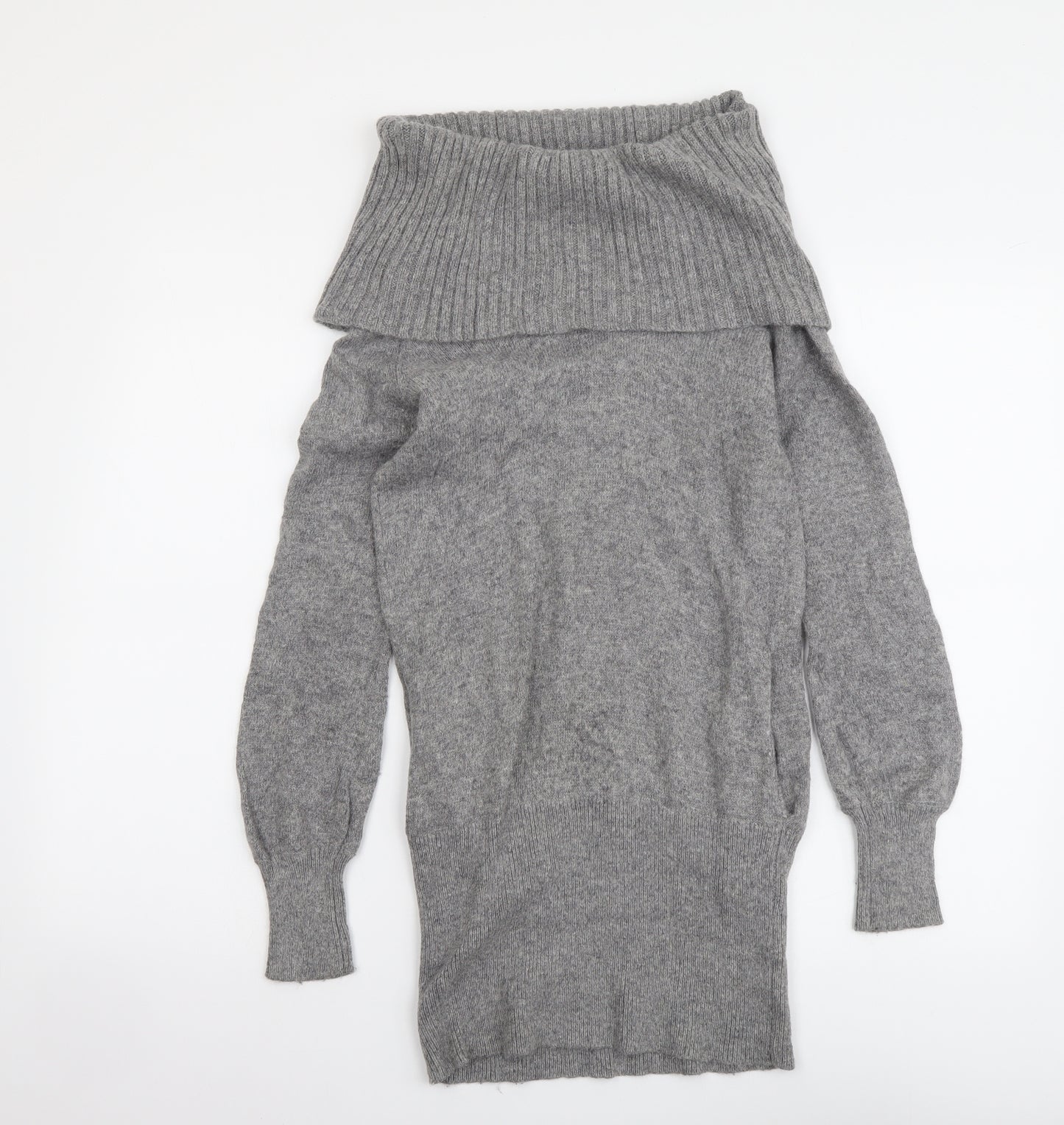 Monsoon Womens Grey Roll Neck Nylon Tunic Jumper Size 8