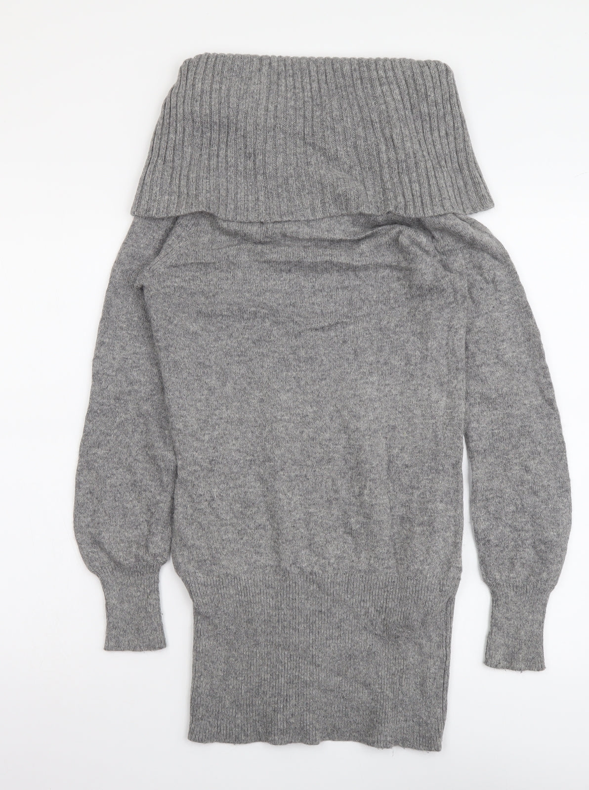 Monsoon Womens Grey Roll Neck Nylon Tunic Jumper Size 8