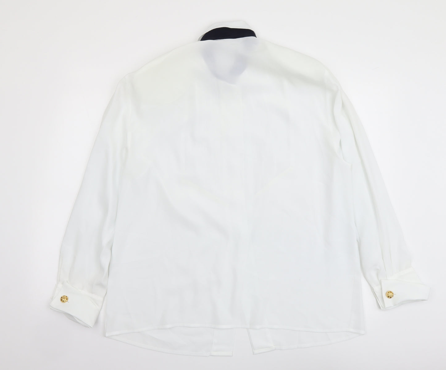 Separa Womens White Polyester Basic Button-Up Size 14 Collared