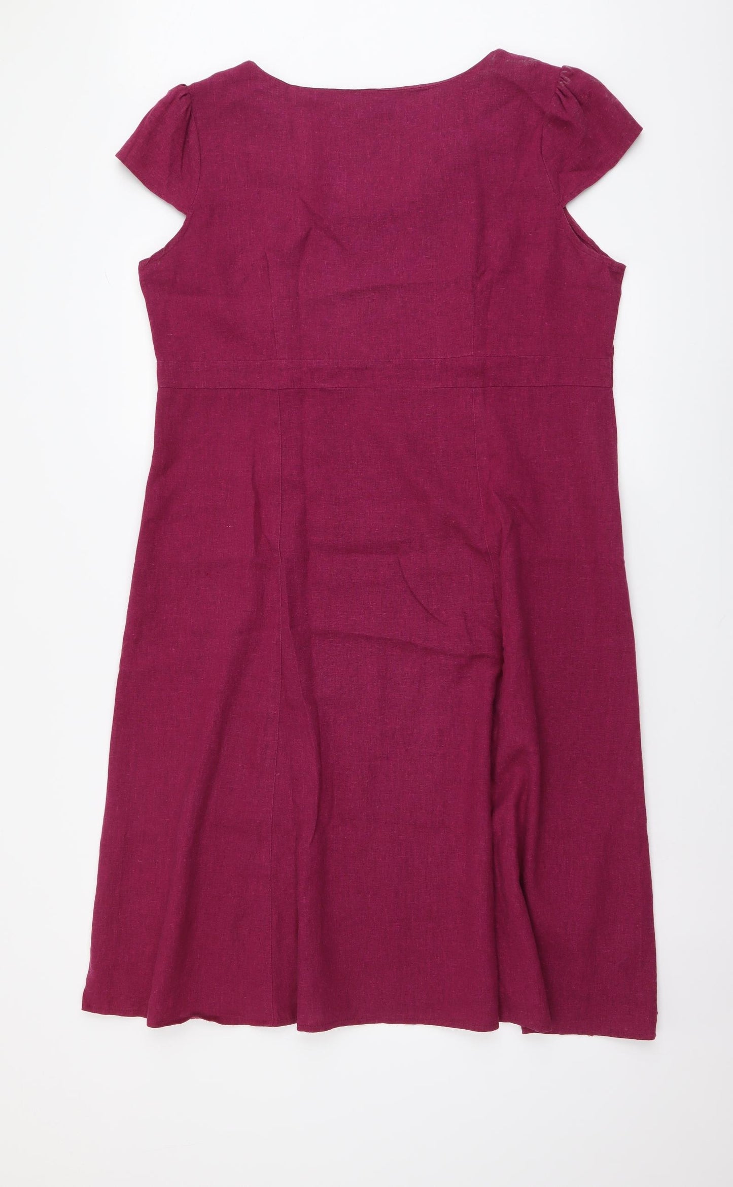 Epilogue Womens Purple Linen A-Line Size 16 Round Neck Pullover