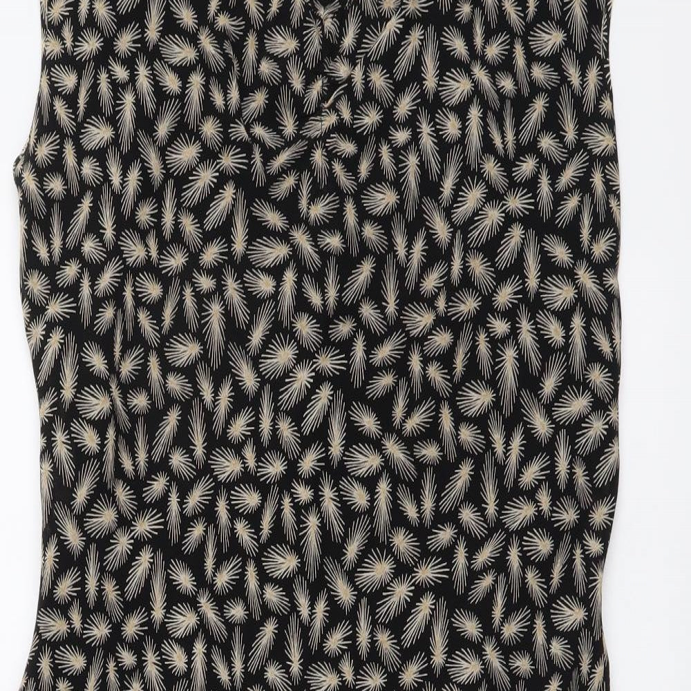 NEXT Womens Black Geometric Polyester A-Line Size 16 V-Neck Pullover